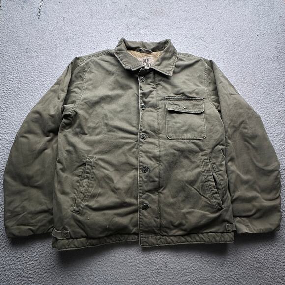 Vintage Old Navy Military Field Jacket Olive Green Utility Chore Coat Men Large - Picture 1 of 14